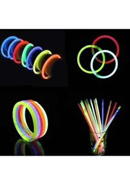 Fosforlu Çubuk Bileklik Glow Stick 50 Çubuk 50 Bağlantı Aparatı Doğum Günü Kutlama Konser Etkinlik