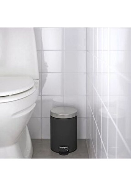 5'li Banyo Seti Çöp Kovası (Çelik) - Diş Fırçalık Sabunluk Tuvalet Fırçası (Porselen) Siyah modelleri