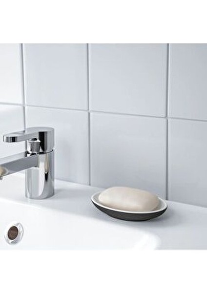 5'li Banyo Seti Çöp Kovası (Çelik) - Diş Fırçalık Sabunluk Tuvalet Fırçası (Porselen) Siyah