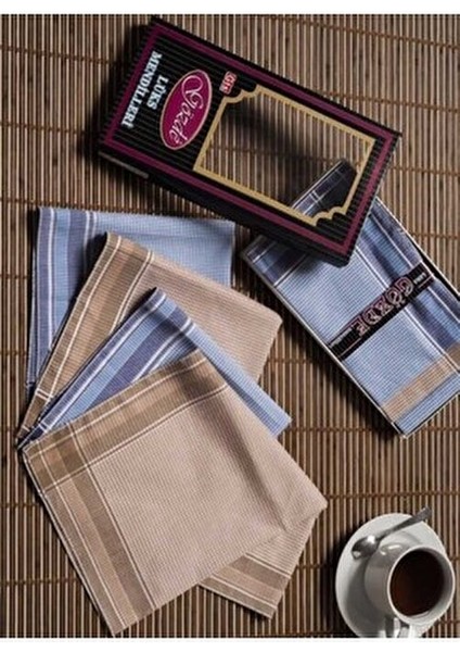 Siyah Kutulu 42X42 cm Düzine 12 Adet Kumaş Mendil-Gm 07 fiyatları