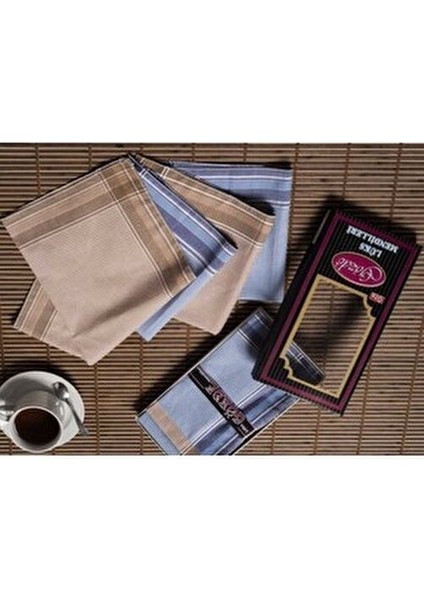 Siyah Kutulu 42X42 cm Düzine 12 Adet Kumaş Mendil-Gm 07 modelleri