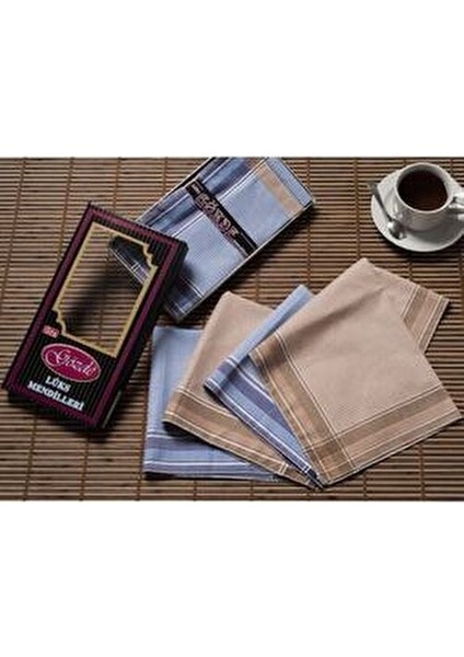 Siyah Kutulu 42X42 cm Düzine 12 Adet Kumaş Mendil-Gm 07 fırsatları