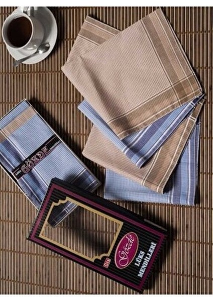 Siyah Kutulu 42X42 cm Düzine 12 Adet Kumaş Mendil-Gm 07 indirimleri