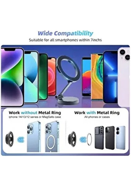 Çinko Alaşım Katlanır Manyetik Araba Içi Magsafe Için Kompakt Cep Telefonu Tutucu 360 ° Dönebilen fiyatları