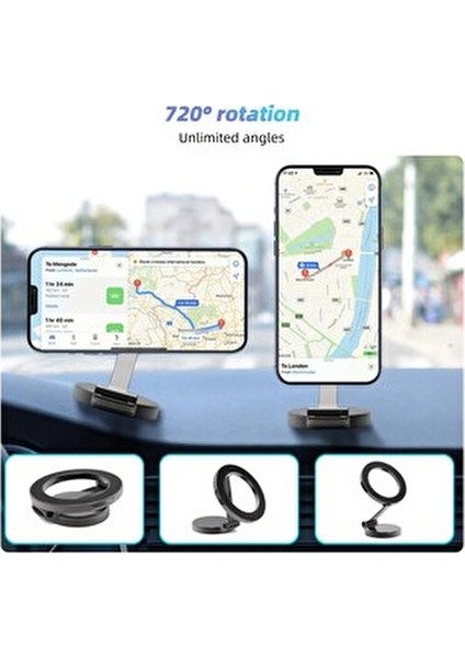 Çinko Alaşım Katlanır Manyetik Araba Içi Magsafe Için Kompakt Cep Telefonu Tutucu 360 ° Dönebilen fırsatları