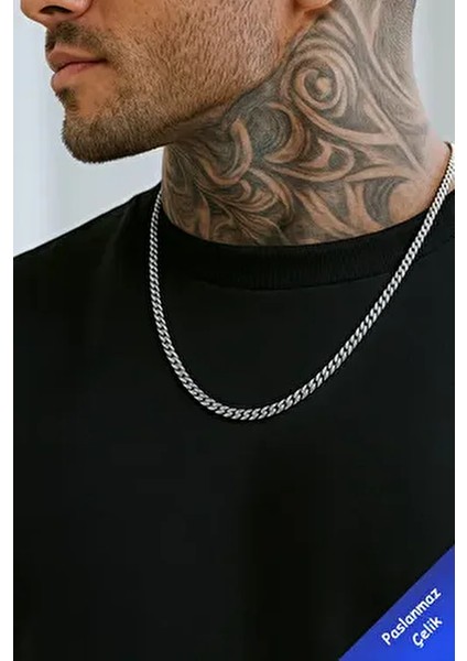 Erkek Gümüş Çelik Kolye