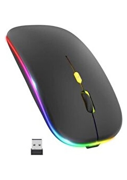 Ekru Kablosuz Wireless 2.4g Bluetooth Sessiz Mouse Şarj Edilebilir Ergonomik Tasarımlı Rgb Renkli