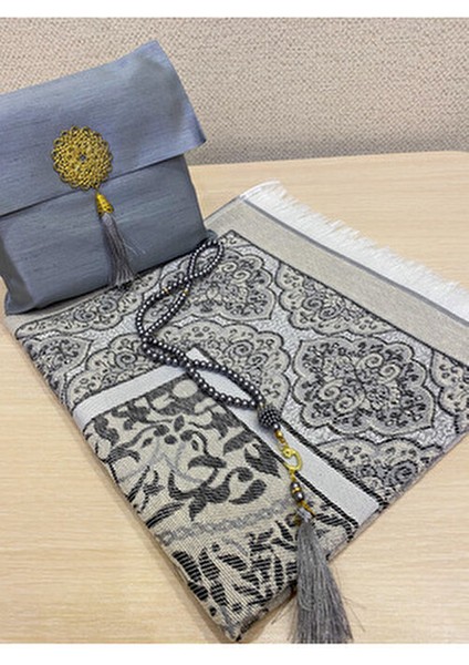 3'lü Şantuk Çantalı Hediyelik Çeyizlik Tesbih Seccade Seti