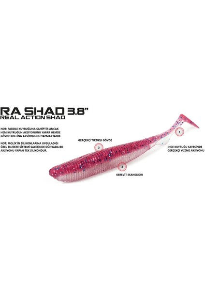 Ra Shad 3,8'' (6 Pcs) Col. Ghost Gill modelleri
