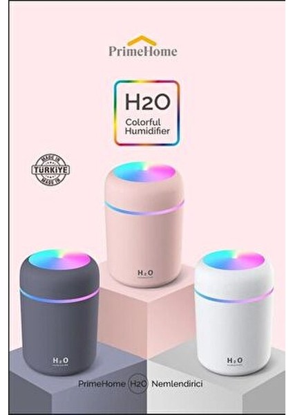H2O 300 ml Type C Girişli Ultrasonik Hava Nemlendirici Koku Hediye Antrasit