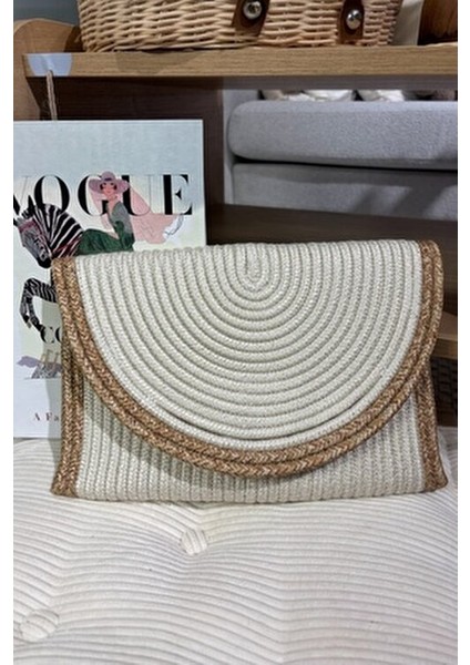 Kadın Hasır Zarf Portföy Clutch Çanta Elde Kullanıma Uygun Basic Koleksiyon 30x20 cm fiyatları
