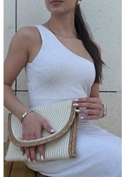 Kadın Hasır Zarf Portföy Clutch Çanta Elde Kullanıma Uygun Basic Koleksiyon 30x20 cm indirimleri