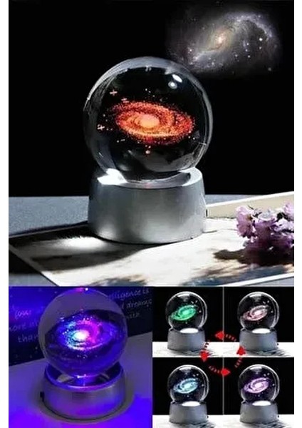 Samanyolu Galaksi Toz Bulutu Nebula Işıklı Cam Küre, Işıklı Kristal Top 6 cm Çapında