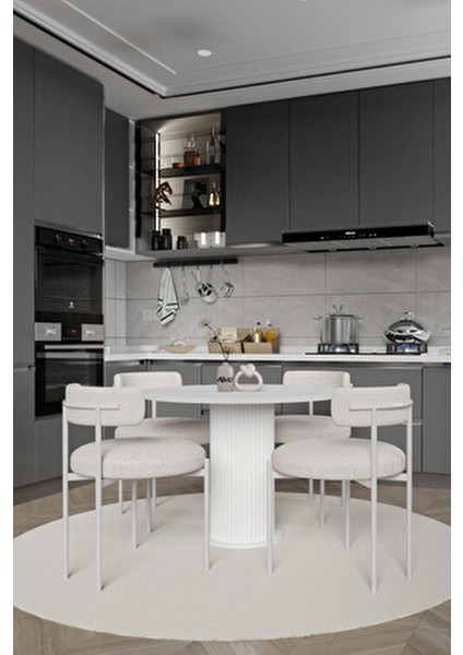 Tian Bohem Ayak 4'lü Teddy Sandalye 90X90 Masa Sandalye Takımı ( Sandalye Bukle Kumaş) fiyatları