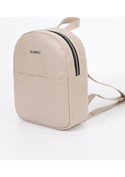 Krem Mini Kadın Sırt Çantası Suni Deri Düz Desenli Basic Koleksiyon fiyatları