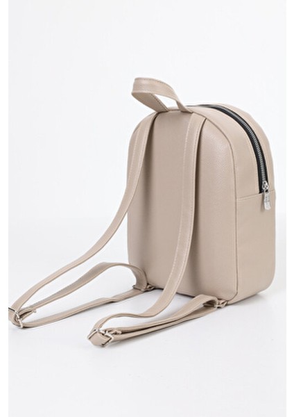 Krem Mini Kadın Sırt Çantası Suni Deri Düz Desenli Basic Koleksiyon indirimleri
