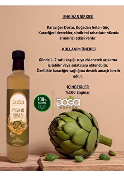 Doğal Fermente Enginar Sirkesi - %100 Katkısız, Karaciğer Dostu ve Sindirim Destekleyici, 500ML fiyatları