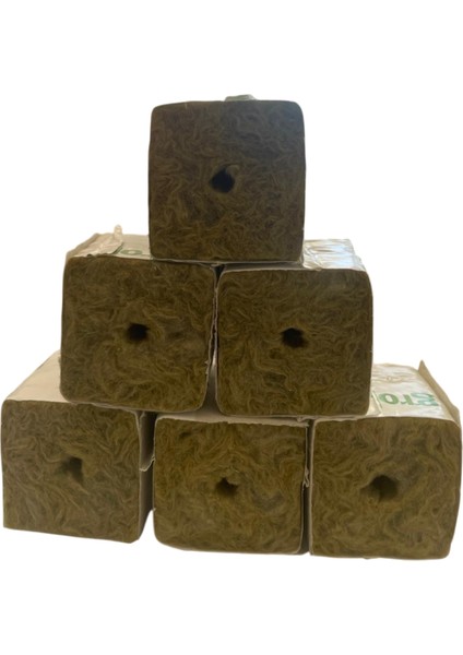 Blok Kayayünü 40×40×40 mm Delikli - Topraksız Tarım Küp Kaya Yünü (10’lu Paket)