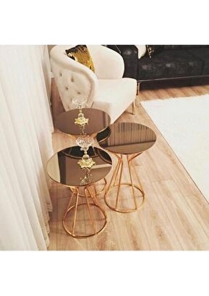 Zigon Sehpa Takımı Vazo Kum Saati Zigon Sehpa Üçlü Gold fiyatları