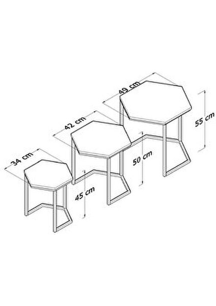 Usta Altıgen Siyah Metal Siyah Cam 3lü Zigon Sehpa fırsatları