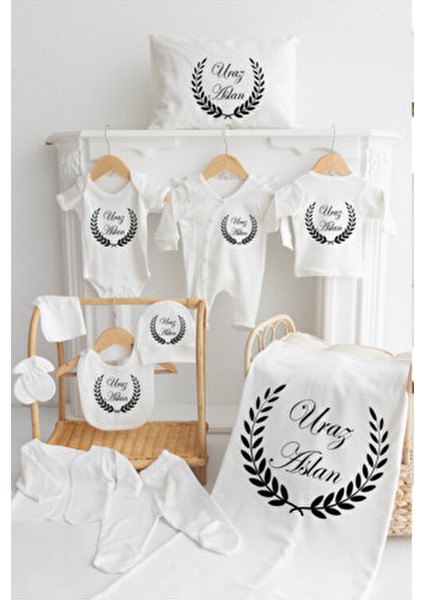 %100 Pamuk Baskılı 11’li Organik Bebek Hastane Çıkışı Unisex Temalı Özel Olay Seti