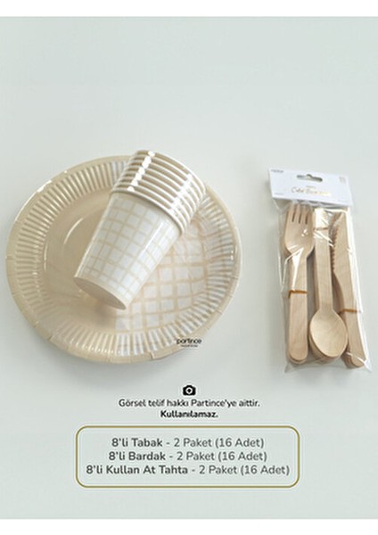 Krem Tabak Bride Safari Kullan At Karton Tabak-Bardak Doğum Günü Parti Seti 16 Kişilik fırsatları