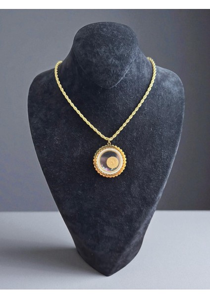 Burgu Zincirli Tuğralı Kolye CNS0032-3