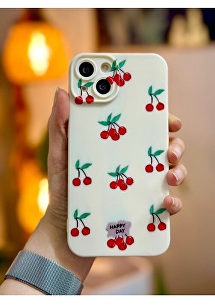Iphone 13 ve 14 Uyumlu Kiraz Desenli Içi Kadife Kılıf fiyatları