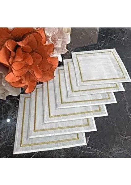 Ekru ve Gold Detaylı Zarif Kokteyl Peçetesi, Kahve Yanı Peçete, Sunum Peçetesi fiyatları