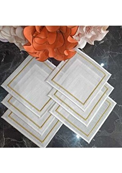 Ekru ve Gold Detaylı Zarif Kokteyl Peçetesi, Kahve Yanı Peçete, Sunum Peçetesi fırsatları