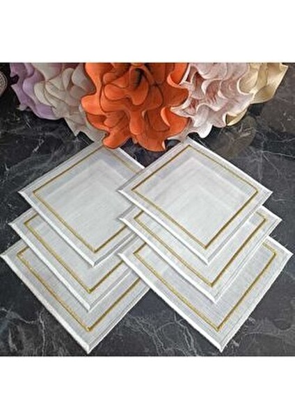 Ekru ve Gold Detaylı Zarif Kokteyl Peçetesi, Kahve Yanı Peçete, Sunum Peçetesi indirimleri