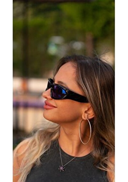 UV400 Korumalı Siyah Çerçeve Mavi Aynalı Cam Snowboard/kayak Gözlüğü