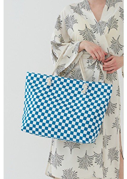 Kadın Plaj Çantası Çok Renkli Fermuarlı Damalı Yumuşak Saplı Yeni Sezon 2025 Summer fiyatları