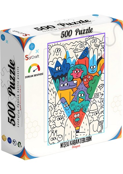 500 Parça Puzzle Neşeli Karakterlerin Dünyası
