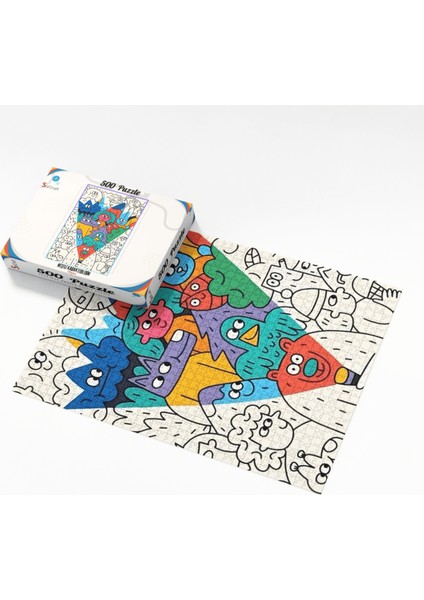 500 Parça Puzzle Neşeli Karakterlerin Dünyası modelleri
