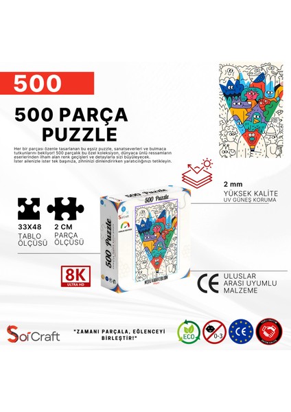 500 Parça Puzzle Neşeli Karakterlerin Dünyası