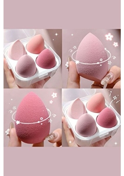 4'lü Pembe Tonları Kutulu Standlı Makyaj Süngeri Seti fiyatları