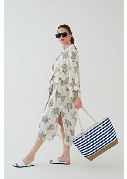 Kadın Plaj Hasır Çanta Jüt Kumaş Piknik Çantası El ve Omuz Çanta ( Cüzdan Hediyeli )