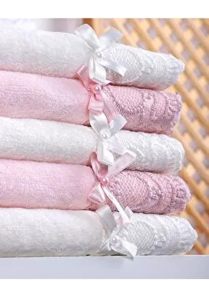 6'lı %100 Pamuklu Kadife Dantelli Güpürlü Fiyonklu 30X50 Mutfak Havlusu