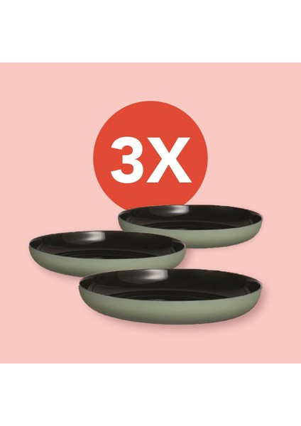 Luminarc Temperli Yeşil & Siyah Servis Tabağı 25 cm Vicky 3'lü Set