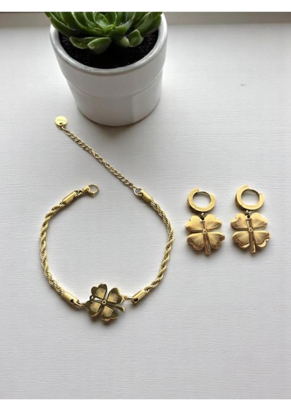 Yonca Motifli Paslanmaz Çelik Set Cns 004