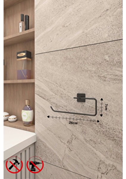 Jasmin Yapışkanlı Siyah Kare 3'lü Banyo Seti | Tuvalet Kağıtlığı, Solo Havluluk, Yuvarlak Havluluk fırsatları