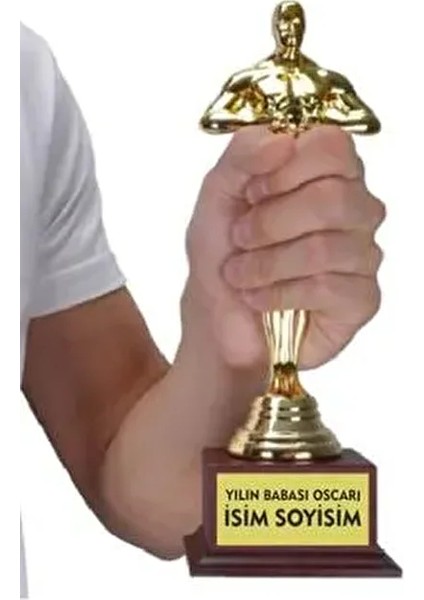Kişiye Özel Yılın Babası Oscar Ödülü Heykel Kupa 26 cm İsim Baskılı Hediye Seçeneği fiyatları