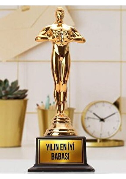 Kişiye Özel Yılın Babası Oscar Ödülü Heykel Kupa 26 cm İsim Baskılı Hediye Seçeneği modelleri