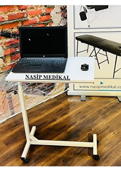 Beyaz Hasta Yemek Masası Ayarlanabilir (Mdf) Kontrplak