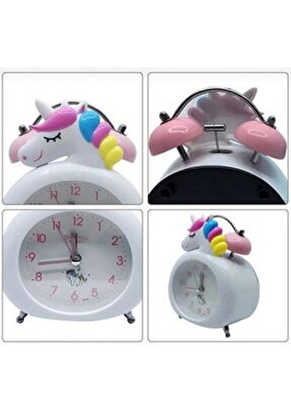 Unicorn Işıklı Alarmlı Masa Saati Çift Çanlı Akar Saniyeli Dekoratif Çalar Saat fiyatları
