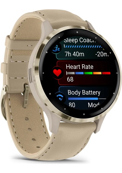 Venu 3S - Soft Gold | French Gri Deri Kayışlı modelleri