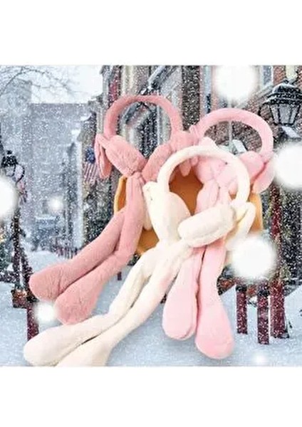 Peluş Hareketli Oynar Kulaklı (Sesli) Çocuk Kulak Isıtıcı Koruyucu Tavşan Kulaklık