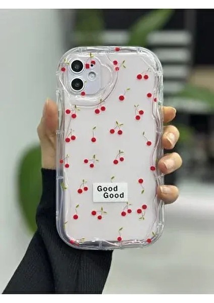 Iphone 11 Uyumlu 3D Kenarları Dalgalı Cherry Baskılı Silikon Kılıf fiyatları