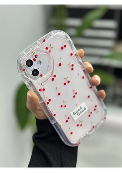 Iphone 11 Uyumlu 3D Kenarları Dalgalı Cherry Baskılı Silikon Kılıf modelleri